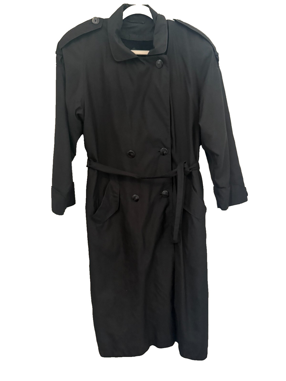 Amanda Smith Petite Microfiber Black Trench CoaT Women's Career Professional 8